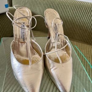 Manolo Blahnik Metallic Gold Heels